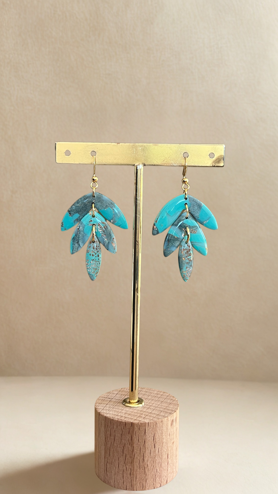 Boucles d'oreilles Flora - coloris bleu et émeraude