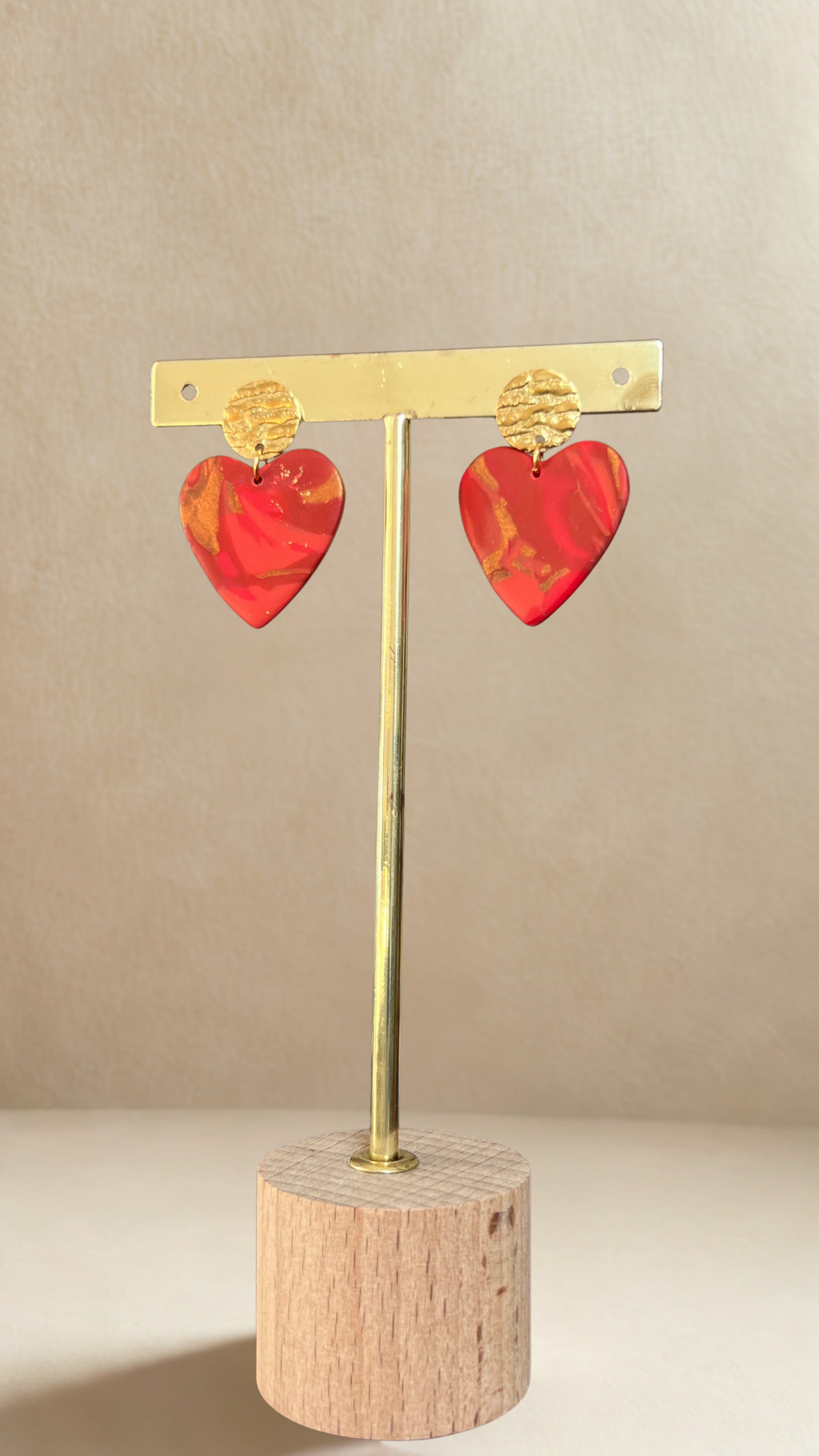 Boucles d'oreilles Coeur - coloris nuances de rouge