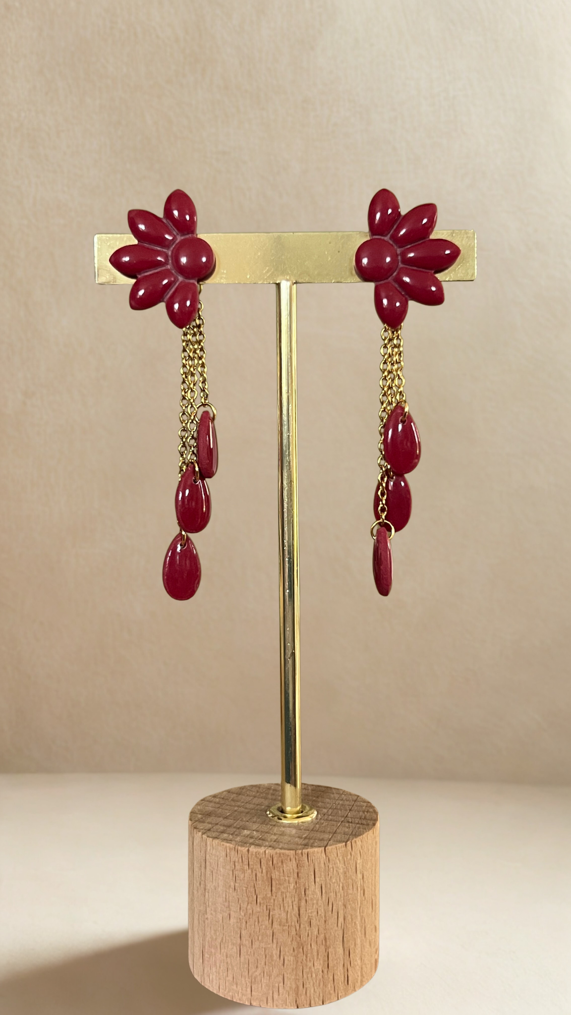 Boucles d'oreilles Cléo - coloris bordeaux