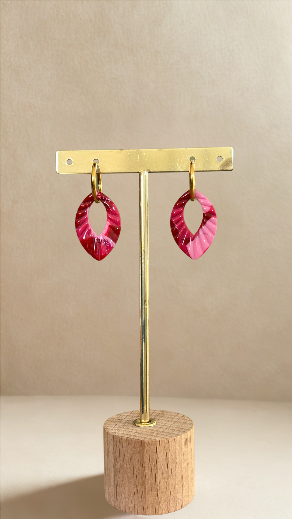 Boucles d’oreilles Ivy – créoles à pampilles interchangeables - coloris rose