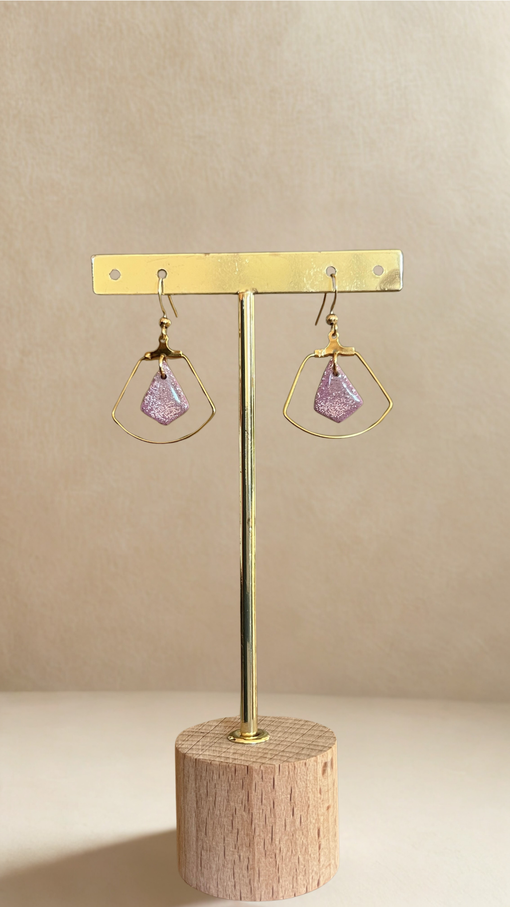 Boucles d'oreilles Ruby - coloris rose pailleté