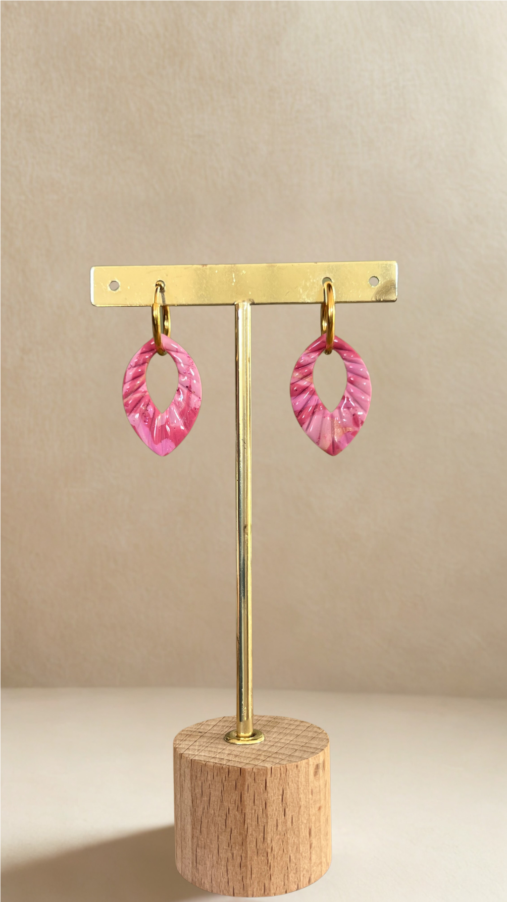 Boucles d’oreilles Ivy – créoles à pampilles interchangeables - coloris rose