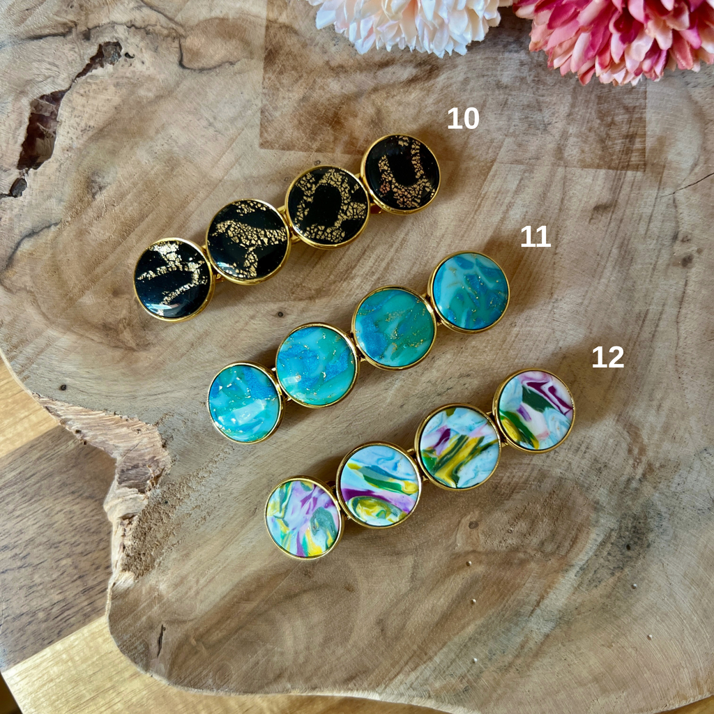 Barrettes colorées en argile polymère