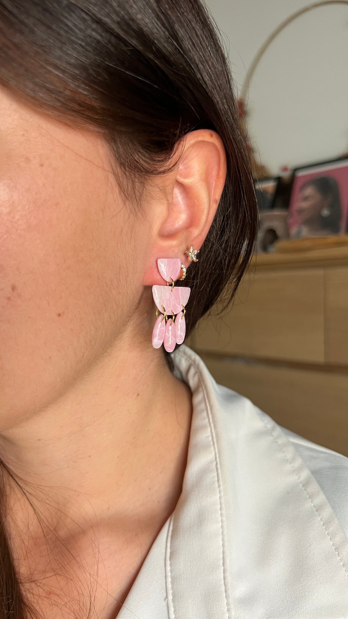 Boucles d'oreille Agatha - Rose marbré