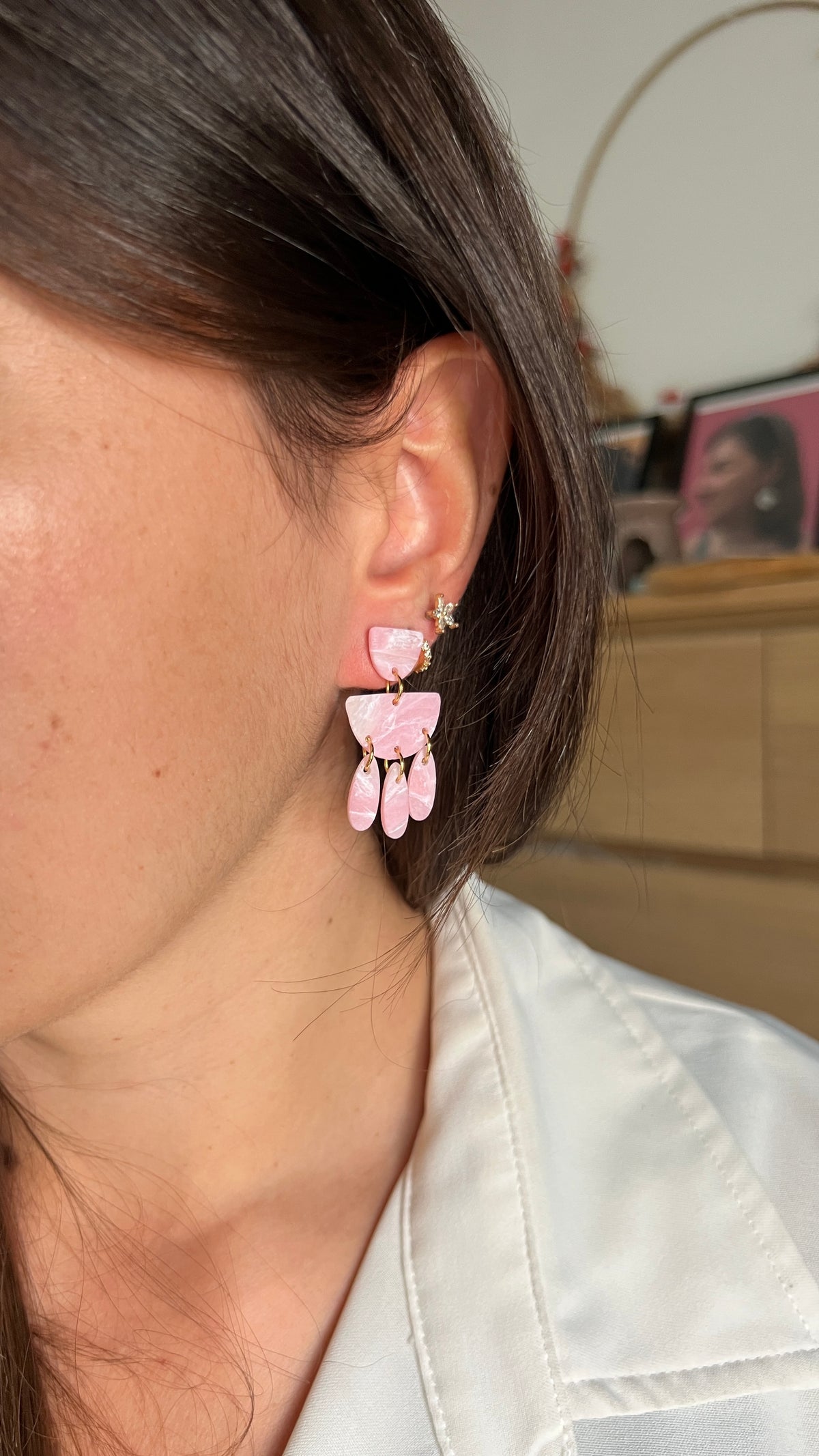Boucles d'oreille Agatha - Rose marbré