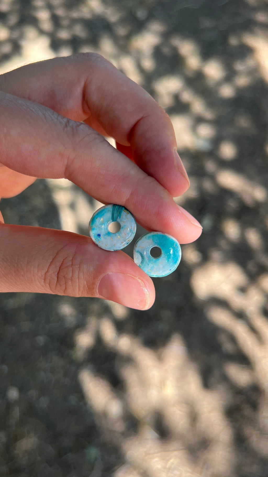 Boucles d’oreilles rondes – créoles à pampilles interchangeables - coloris bleu