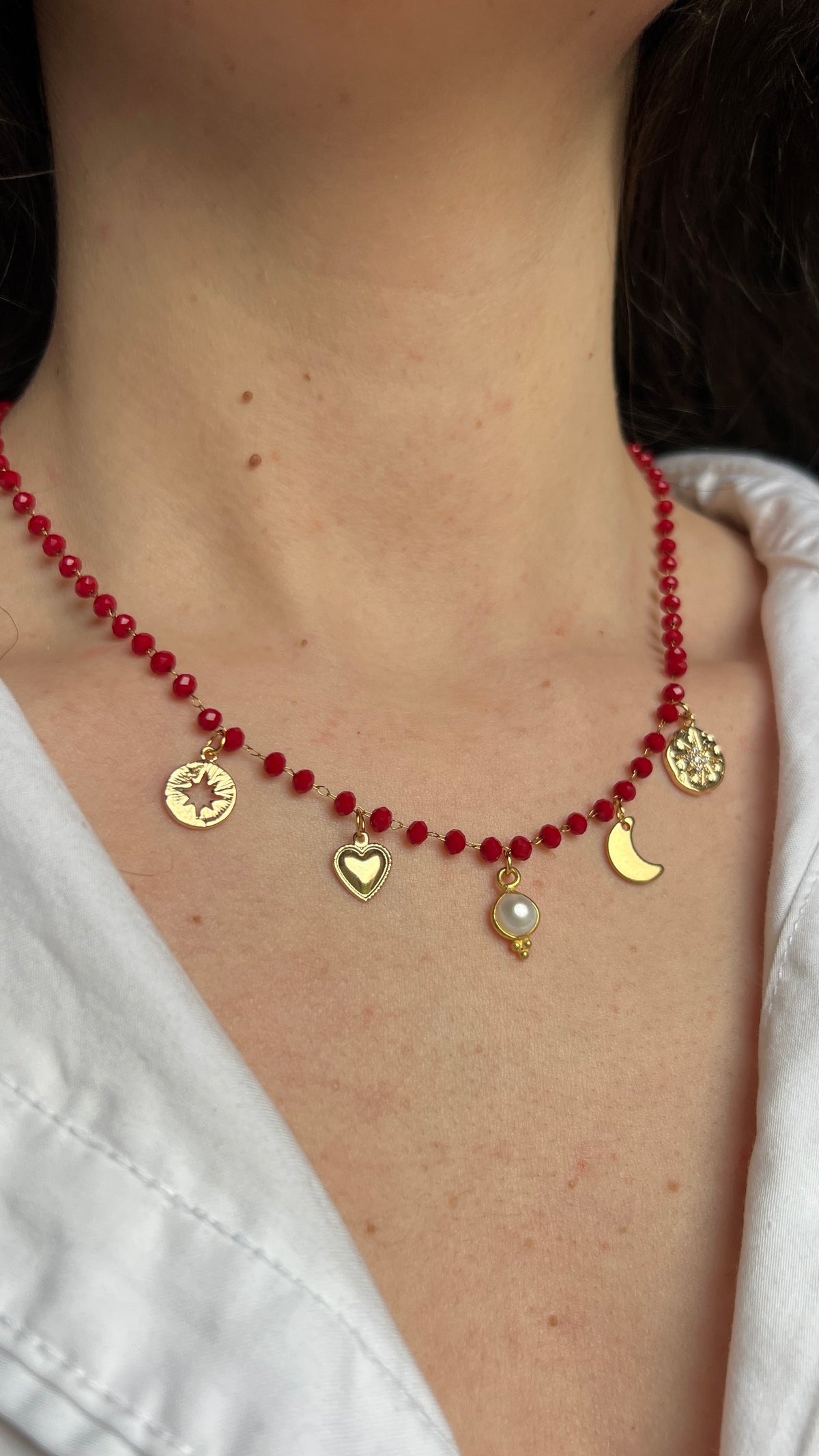 Collier à charms rouge  - coloris rouge