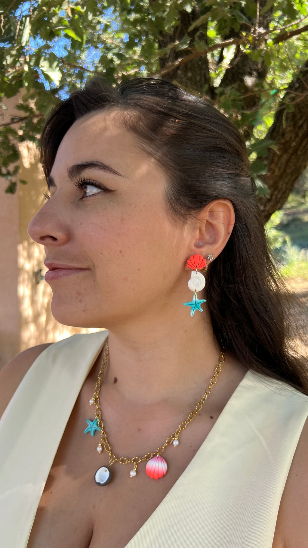 Collier à charms – Étoile de mer, noix de coco & coquillage