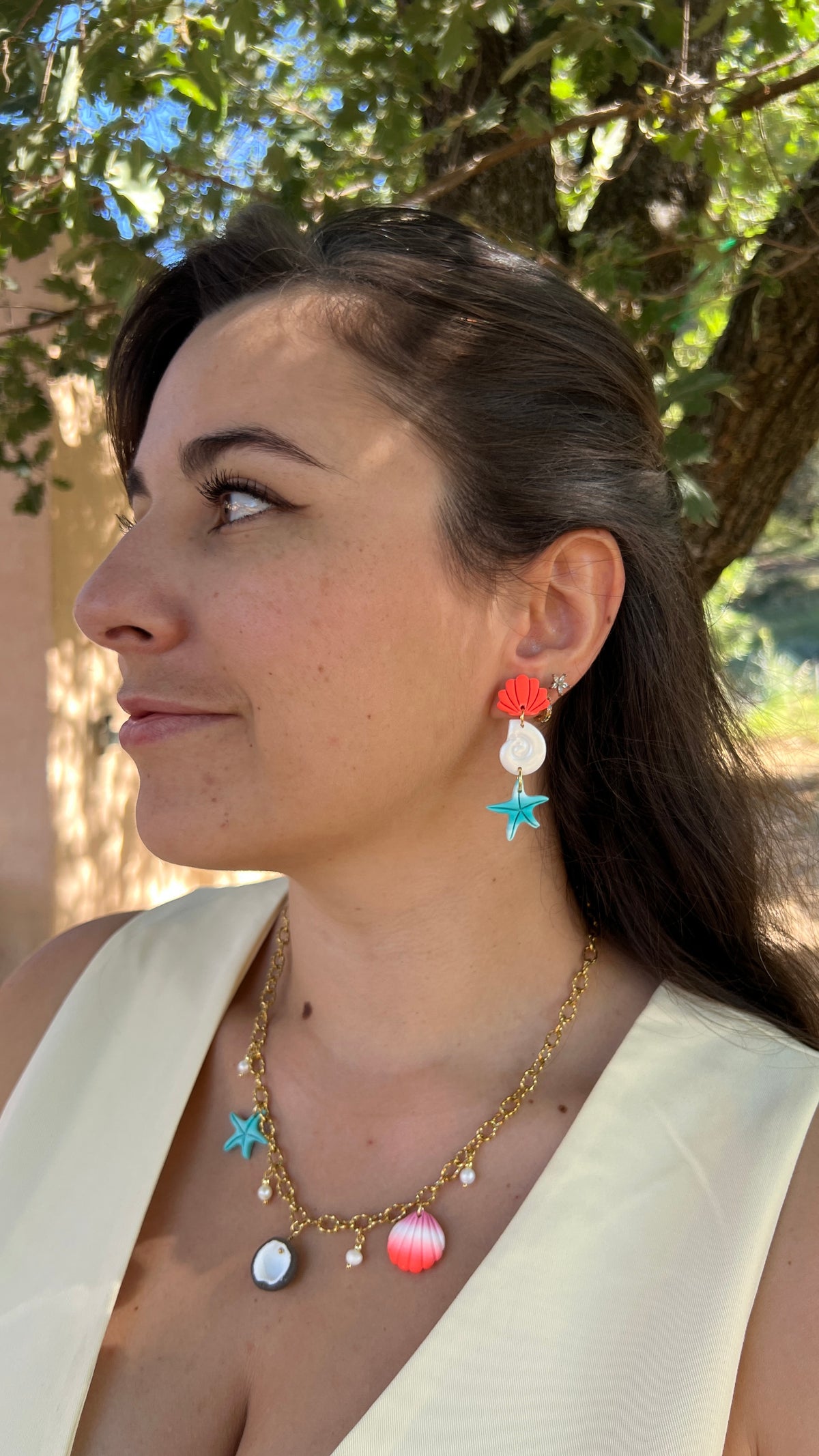Collier à charms – Étoile de mer, noix de coco & coquillage