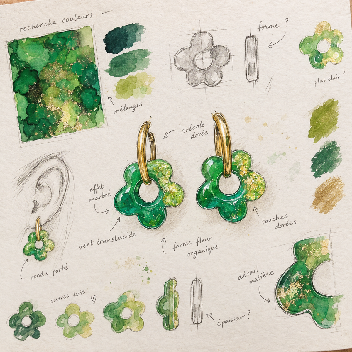 Pampilles interchangeables Mini Mila - coloris vert irisé
