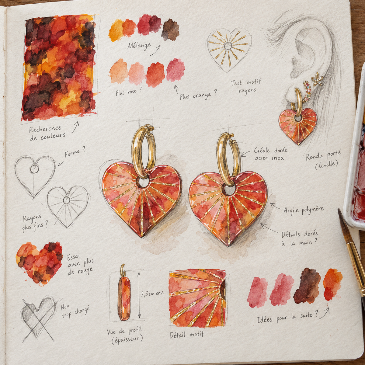 Pampilles interchangeables Amy – coloris terracotta