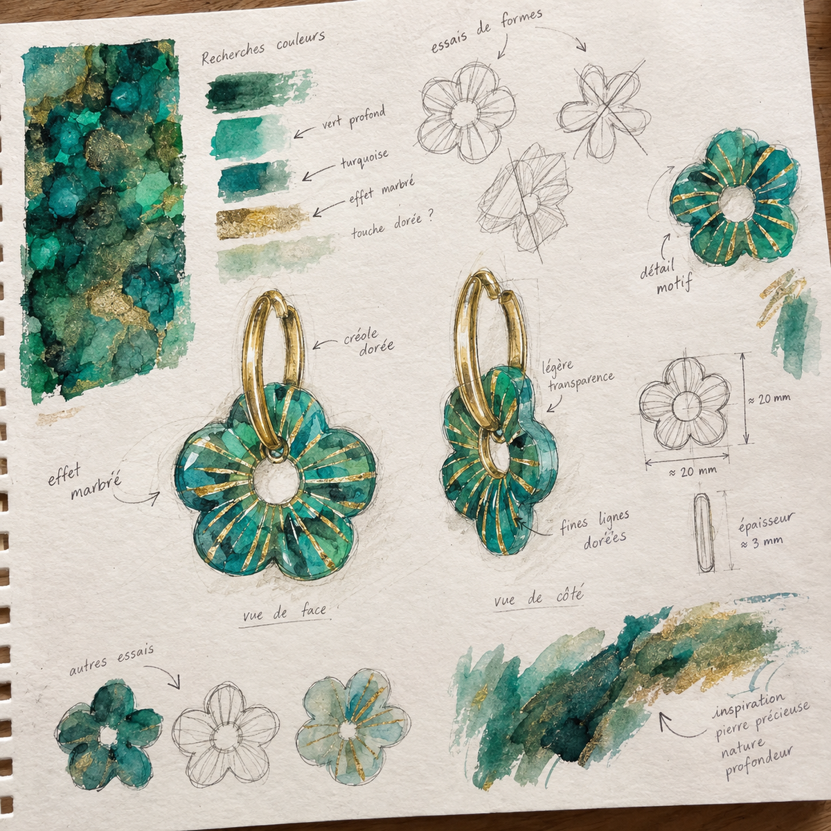 Pampilles interchangeables Lora  - coloris turquoise irisé