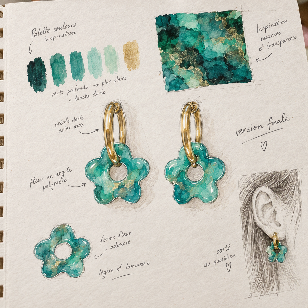 Pampilles interchangeables Mini Mila – coloris turquoise irisé