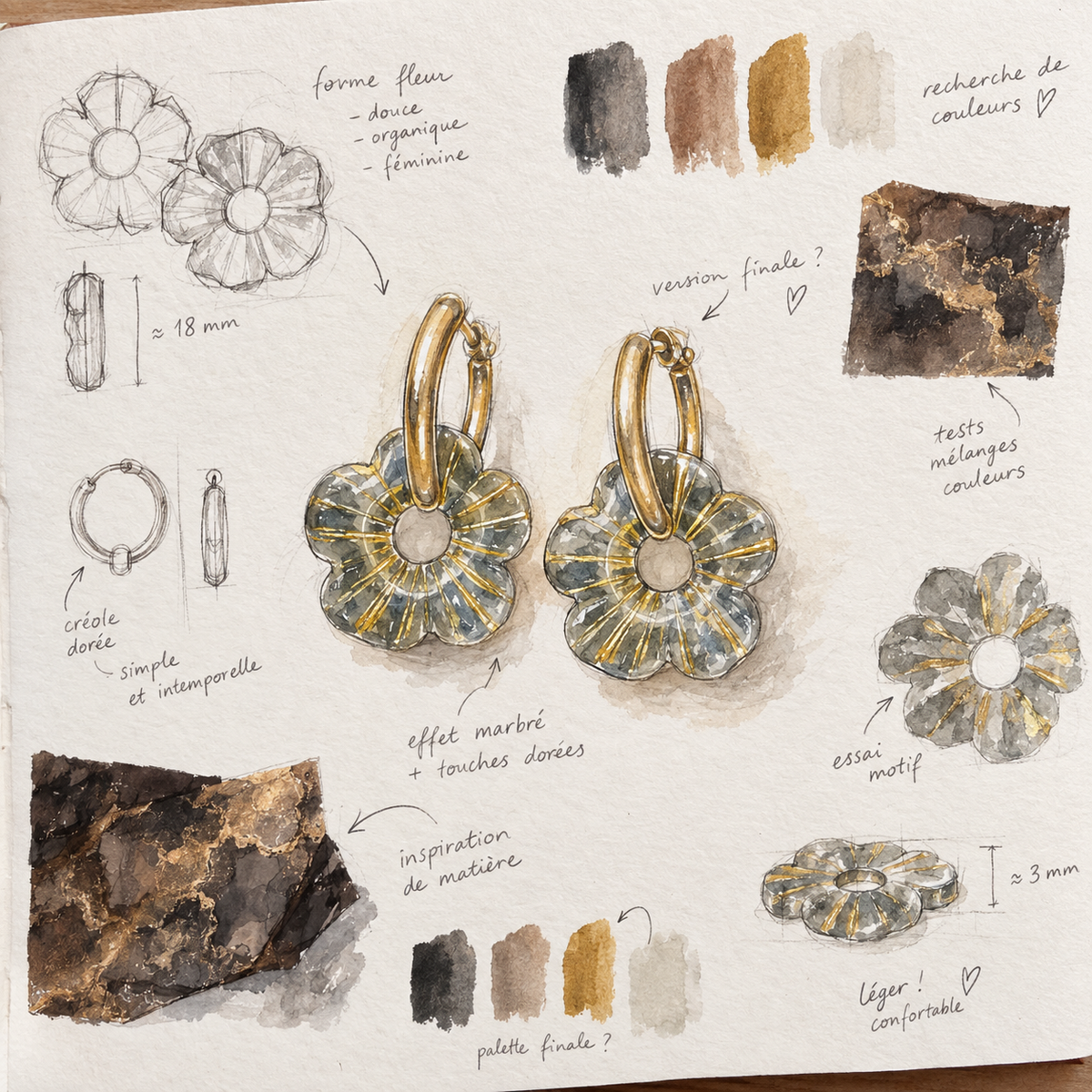 Pampilles interchangeables Lora - coloris gris anthracite doré