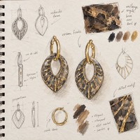 Boucles d'oreilles Ivy – créoles à pampilles interchangeables - coloris gris anthracite doré