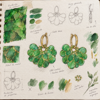 Boucles d'oreilles Rosalie – créoles à pampilles interchangeables - coloris vert irisé