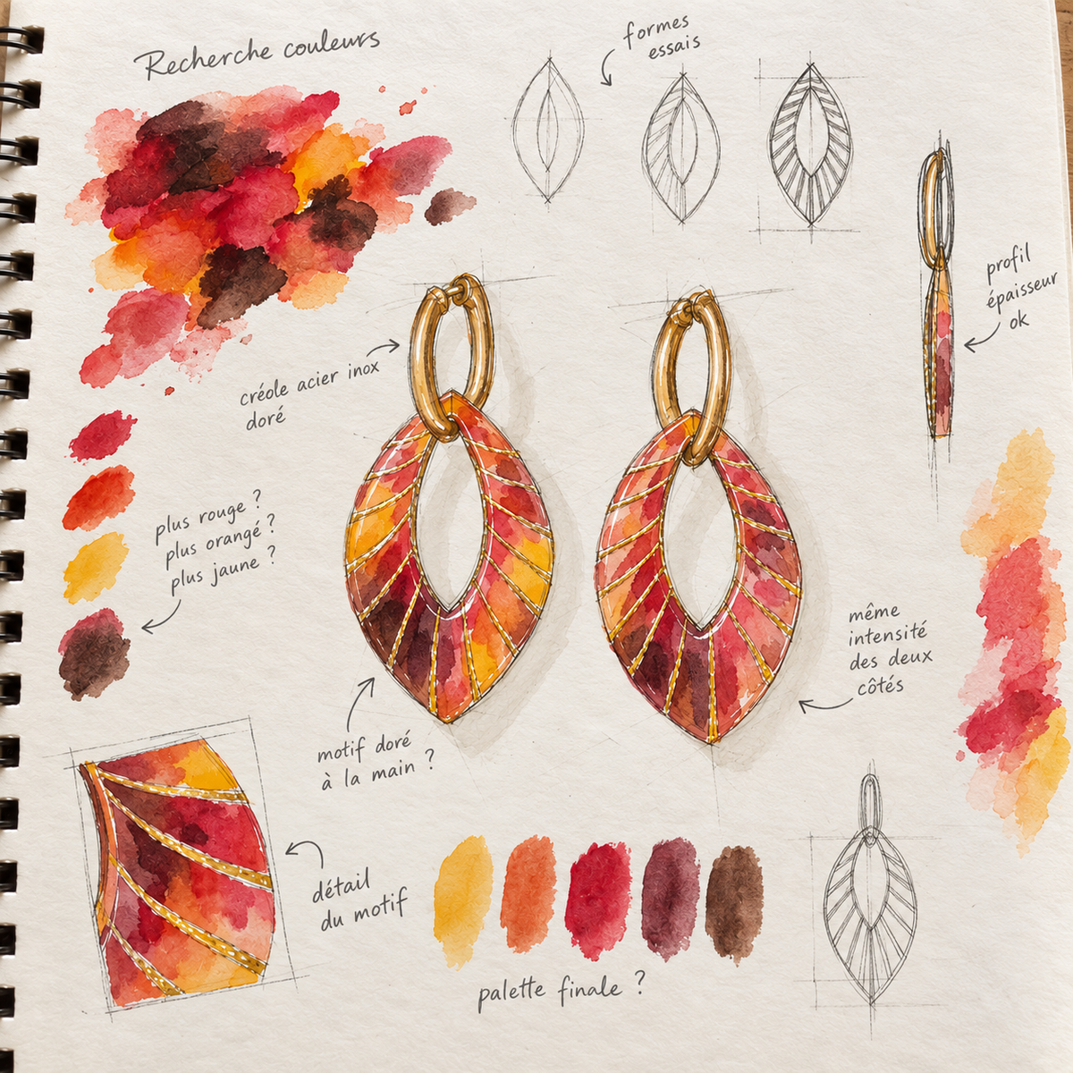 Boucles d'oreilles Ivy – créoles à pampilles interchangeables - coloris terracotta
