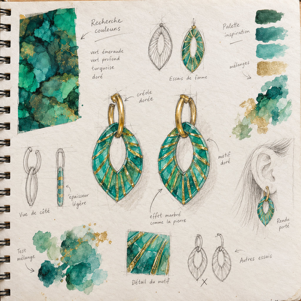Boucles d'oreilles Ivy – créoles à pampilles interchangeables - coloris turquoise irisé