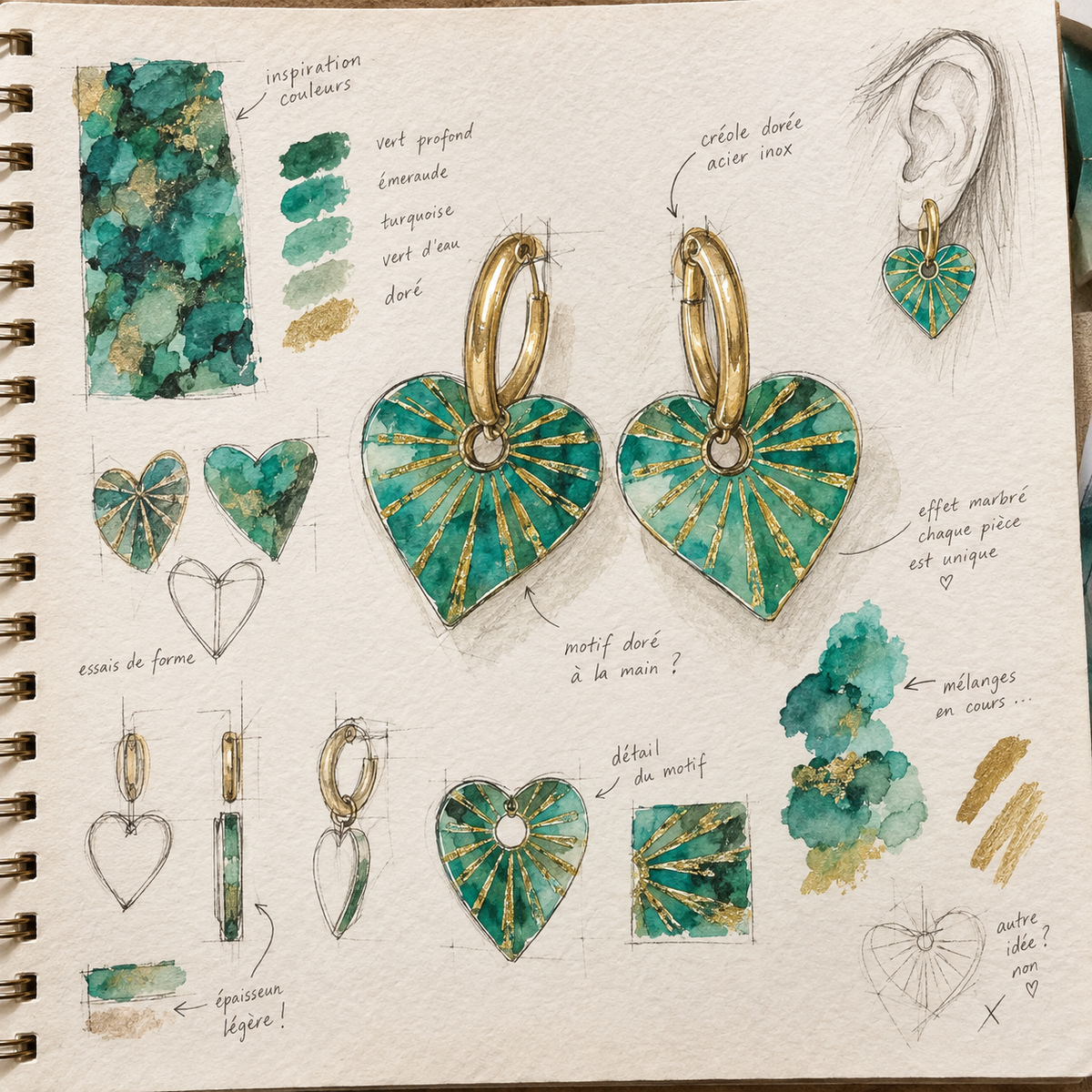 Pampilles interchangeables Amy – coloris turquoise irisé