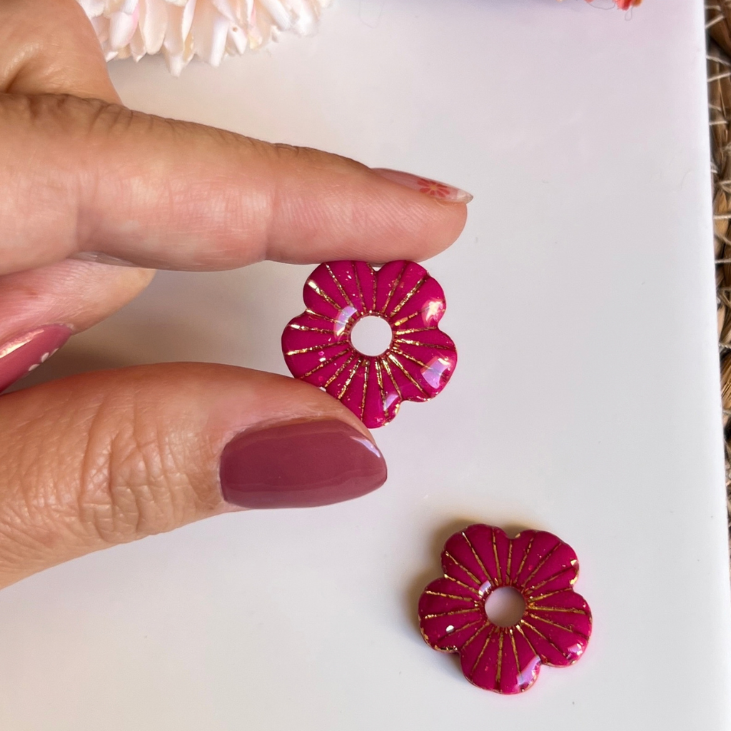 Pampilles Fleur Lora – pampille interchangeable coloris fuschia uni