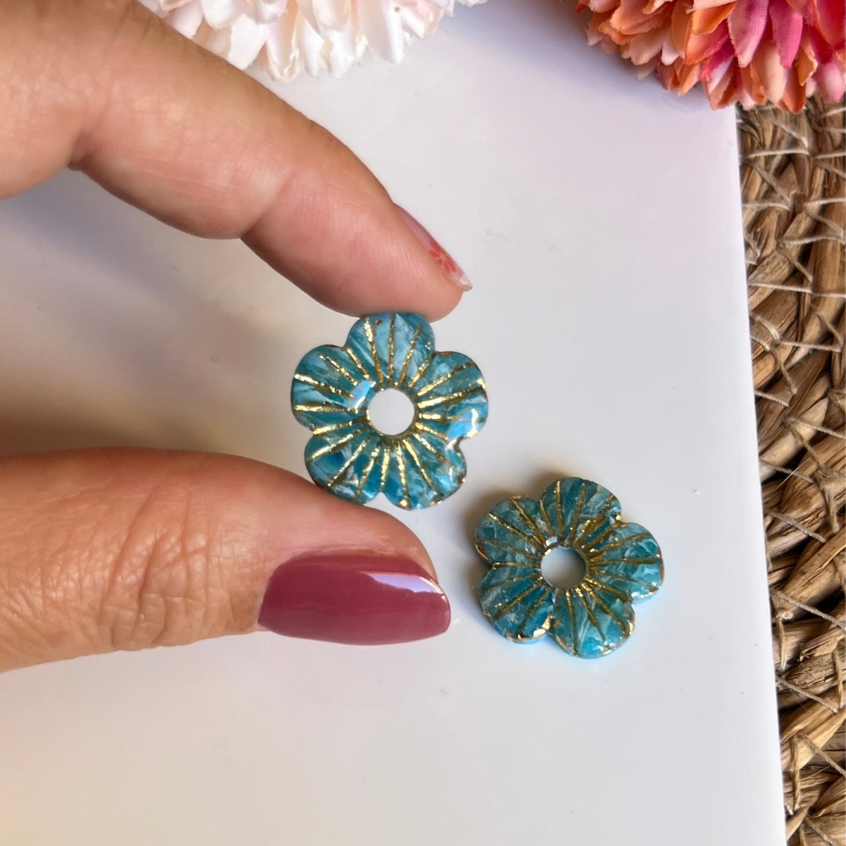 Pampilles Fleur Lora – pampille interchangeable coloris bleu mer