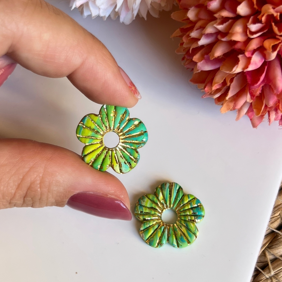 Pampilles Fleur Lora – pampille interchangeable coloris vert
