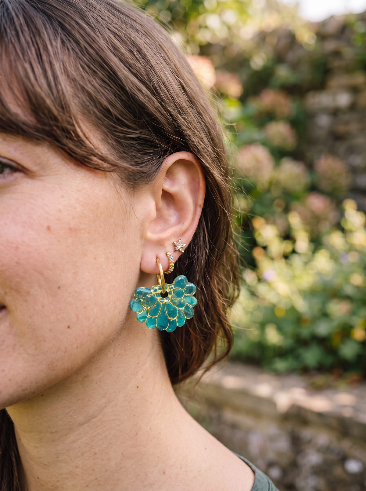 Pampilles interchangeables Rosalie – coloris turquoise irisé