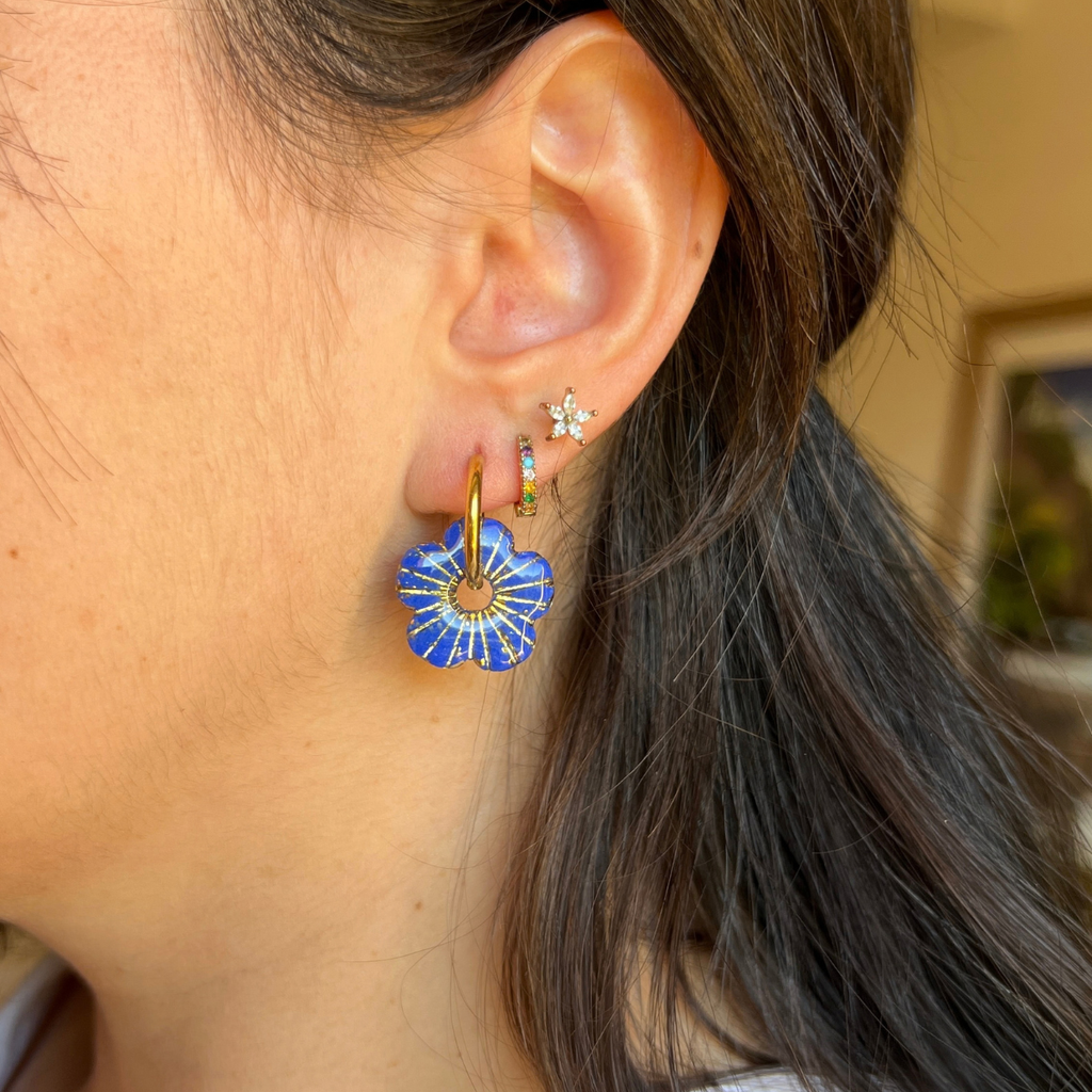 Pampilles Fleur Lora – pampille interchangeable coloris bleu roi