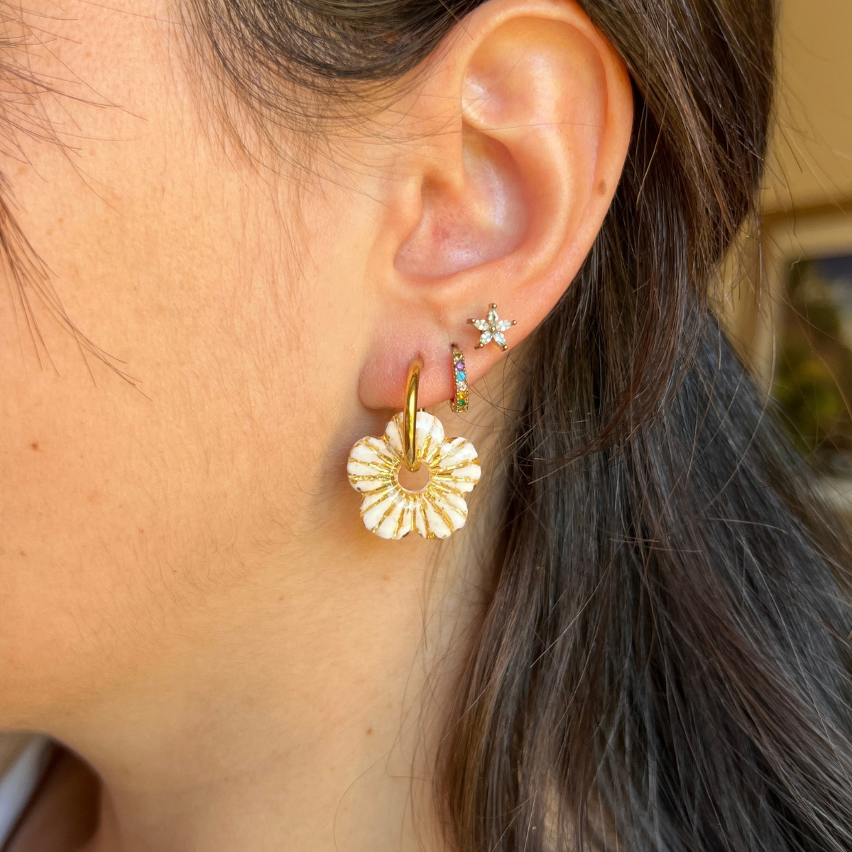 Pampilles Fleur Lora – pampille interchangeable coloris blanc