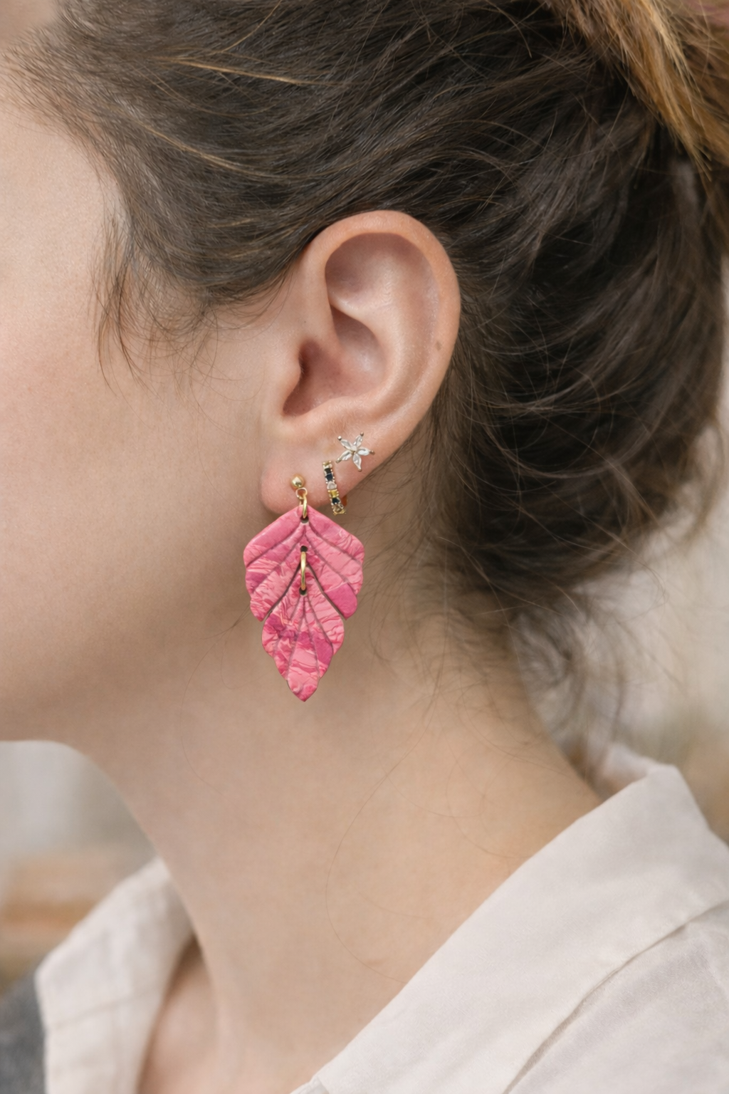 Boucles d'oreilles Alma - coloris nuances de rose