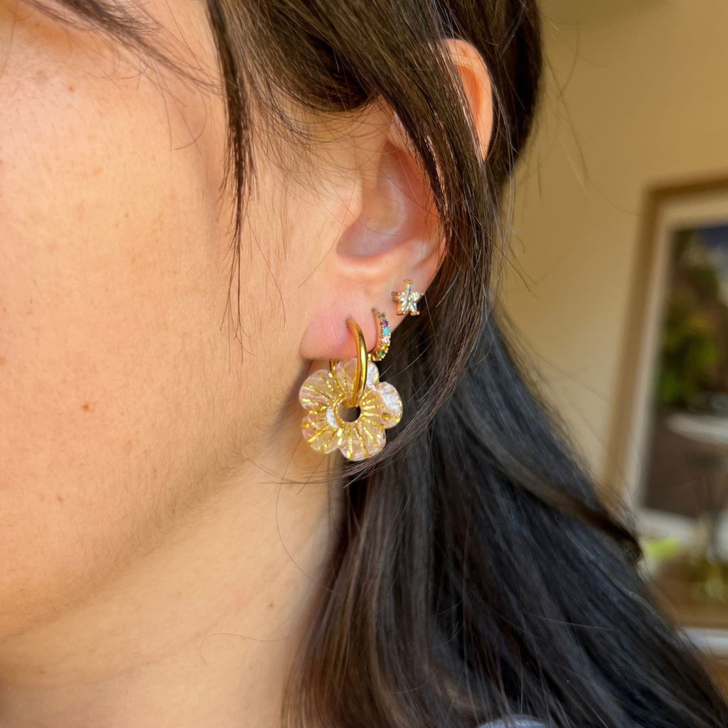 Pampilles Fleur Lora – pampille interchangeable coloris jaune orangé