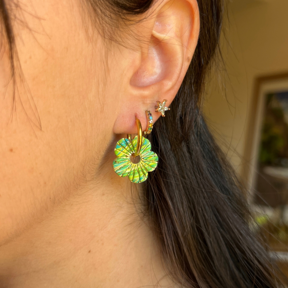 Pampilles Fleur Lora – pampille interchangeable coloris vert