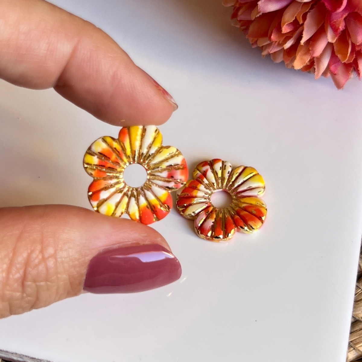 Pampilles Fleur Lora – pampille interchangeable coloris orange