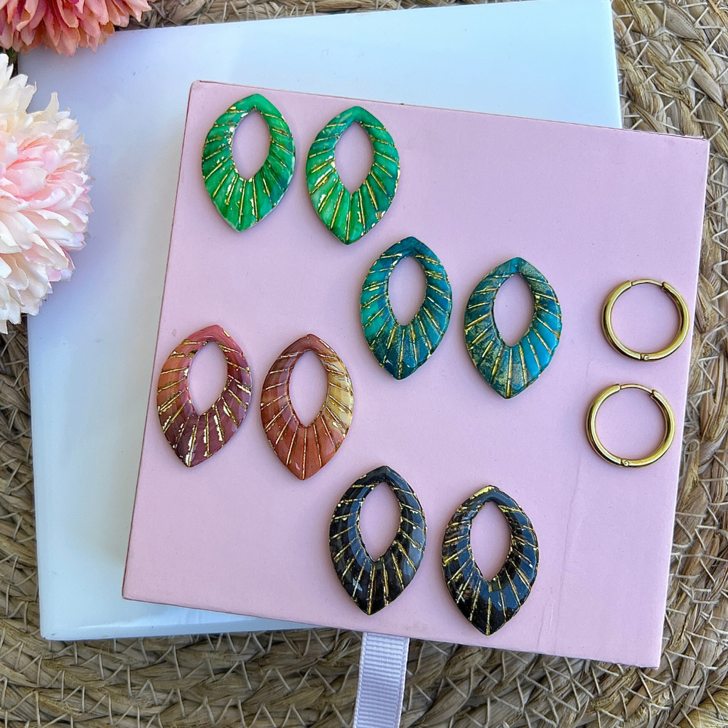 Créole Ivy avec pampille feuille interchangeable, boucle d'oreille fait main
