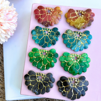 Créole Rosalie avec pampille fleur dahlia interchangeable, boucle d'oreille fait main