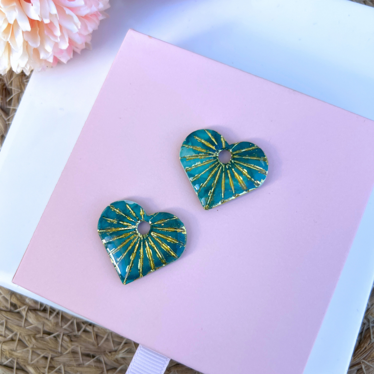 Pampille interchangeable Amy turquoise irisé, bijou fait main automne
