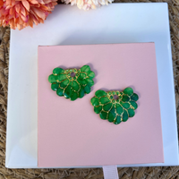Boucle d'oreille interchangeable Rosalie coloris vert irisé, vue de face