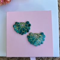 Association pampille Rosalie turquoise irisé avec créole en acier inoxydable